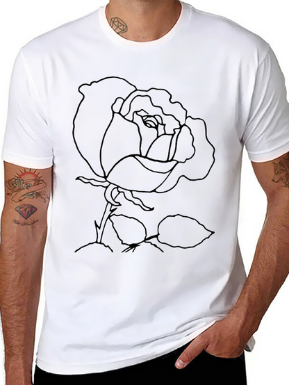 Rose Outline Graphic Print T-Shirt