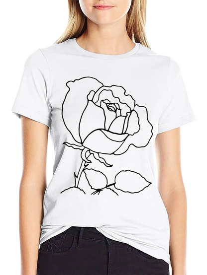 Rose Outline Graphic Print T-Shirt