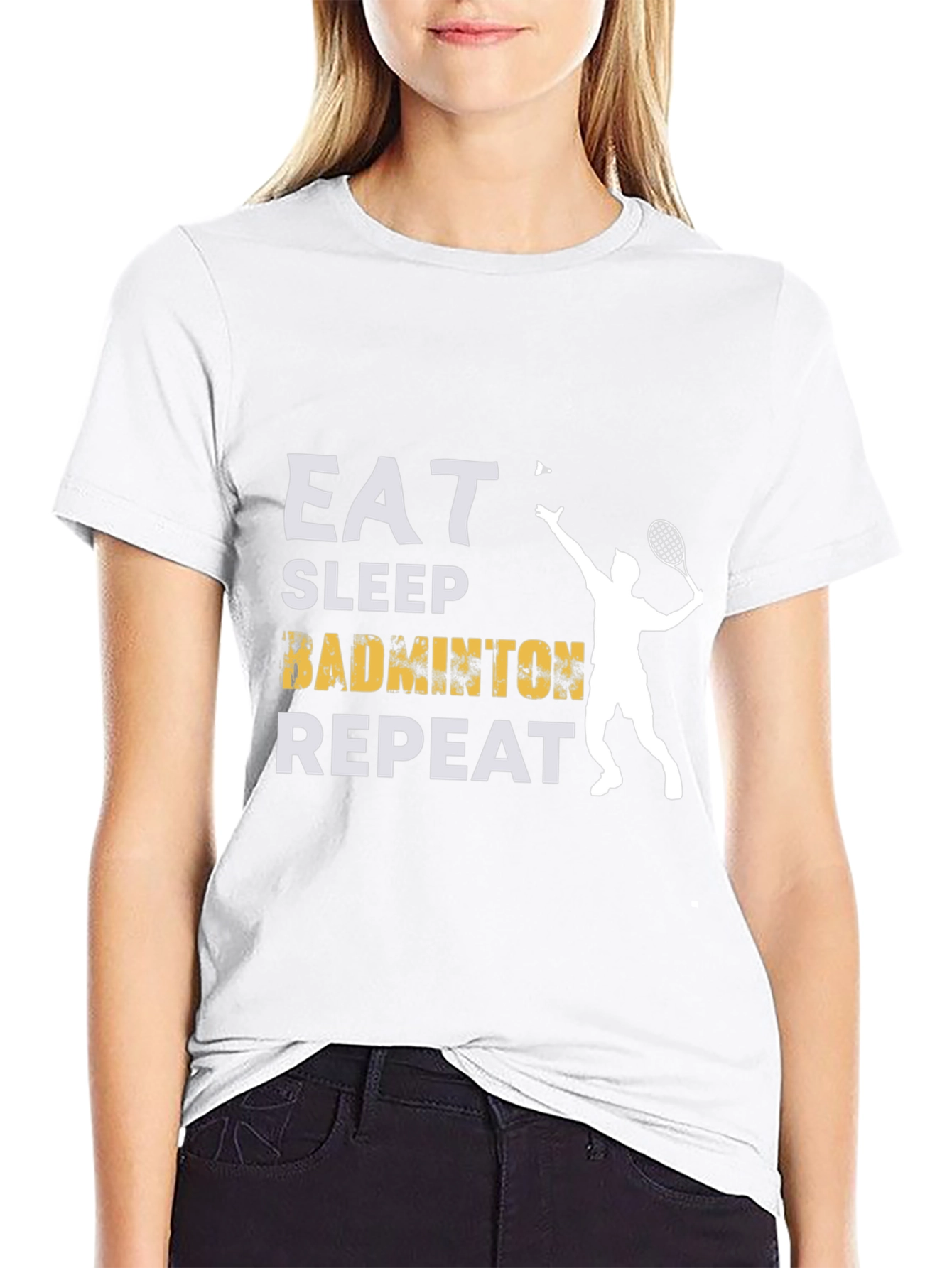 Eat Sleep Badminton Repeat Graphic Tee