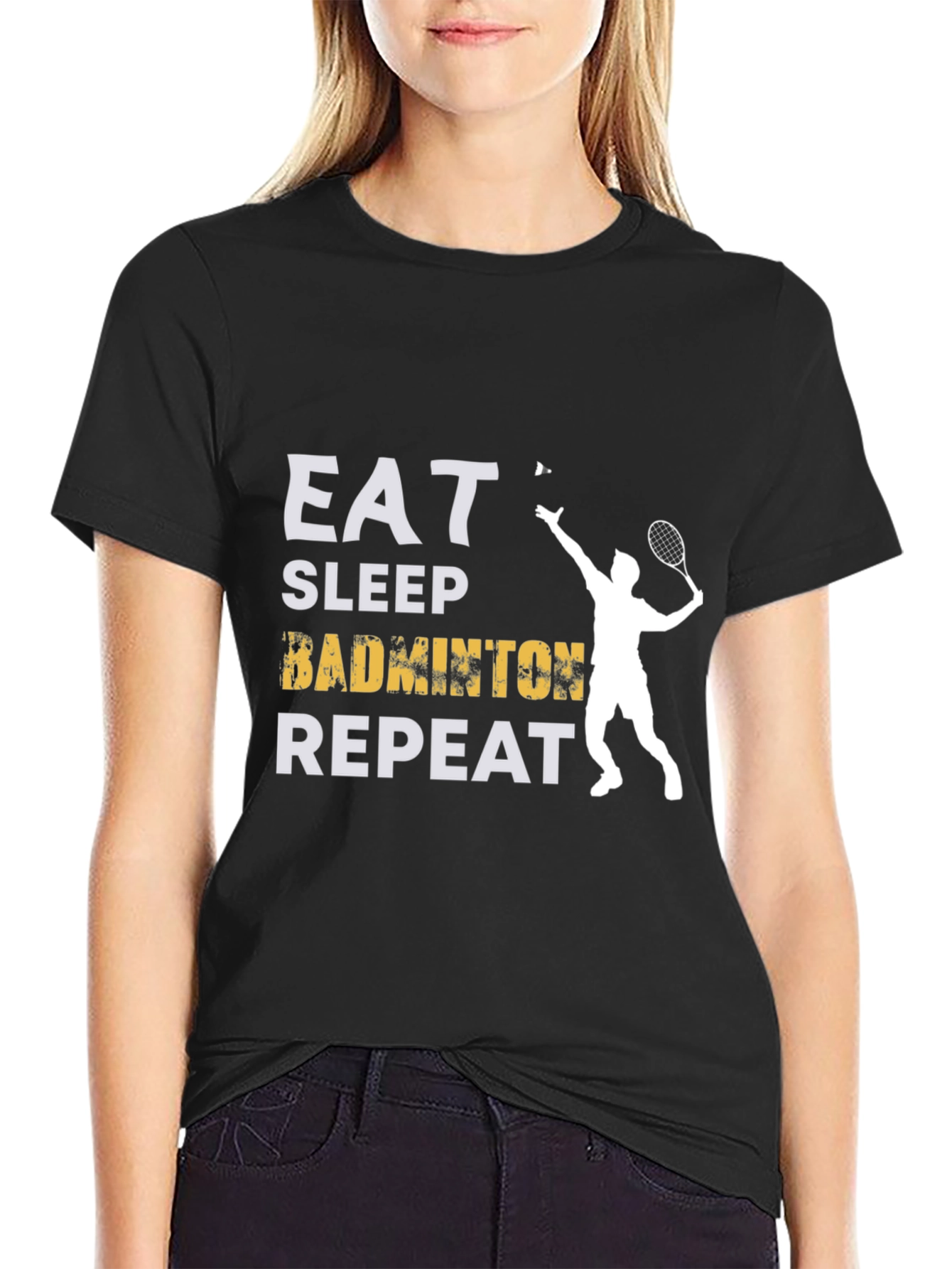 Eat Sleep Badminton Repeat Graphic Tee