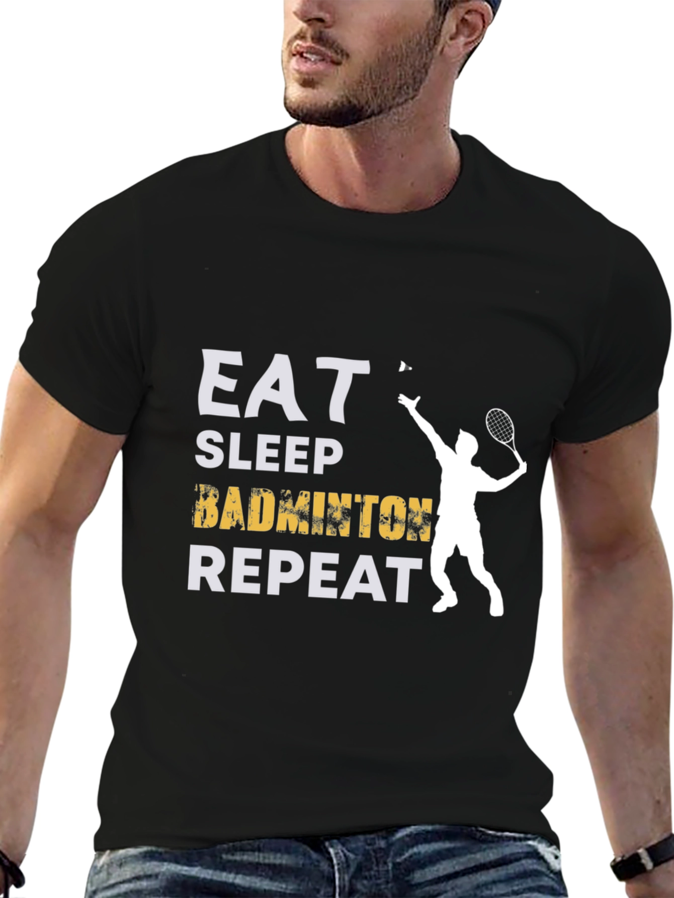Eat Sleep Badminton Repeat Graphic Tee