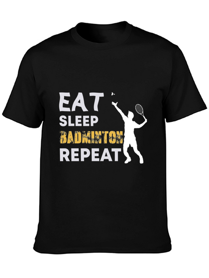 Eat Sleep Badminton Repeat Graphic Tee