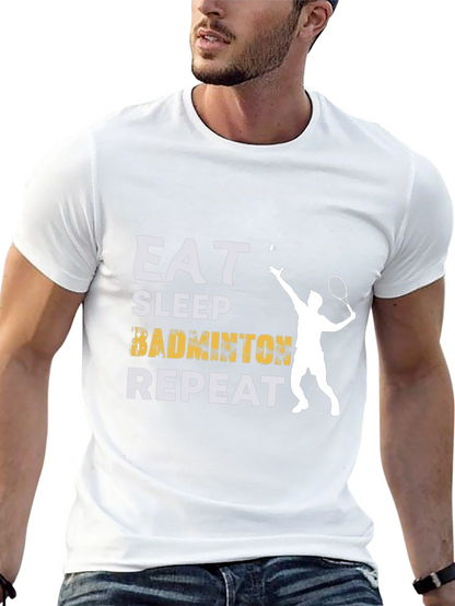 Eat Sleep Badminton Repeat Graphic Tee