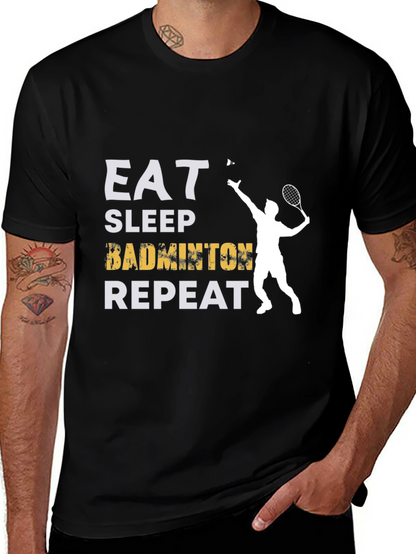 Eat Sleep Badminton Repeat Graphic Tee