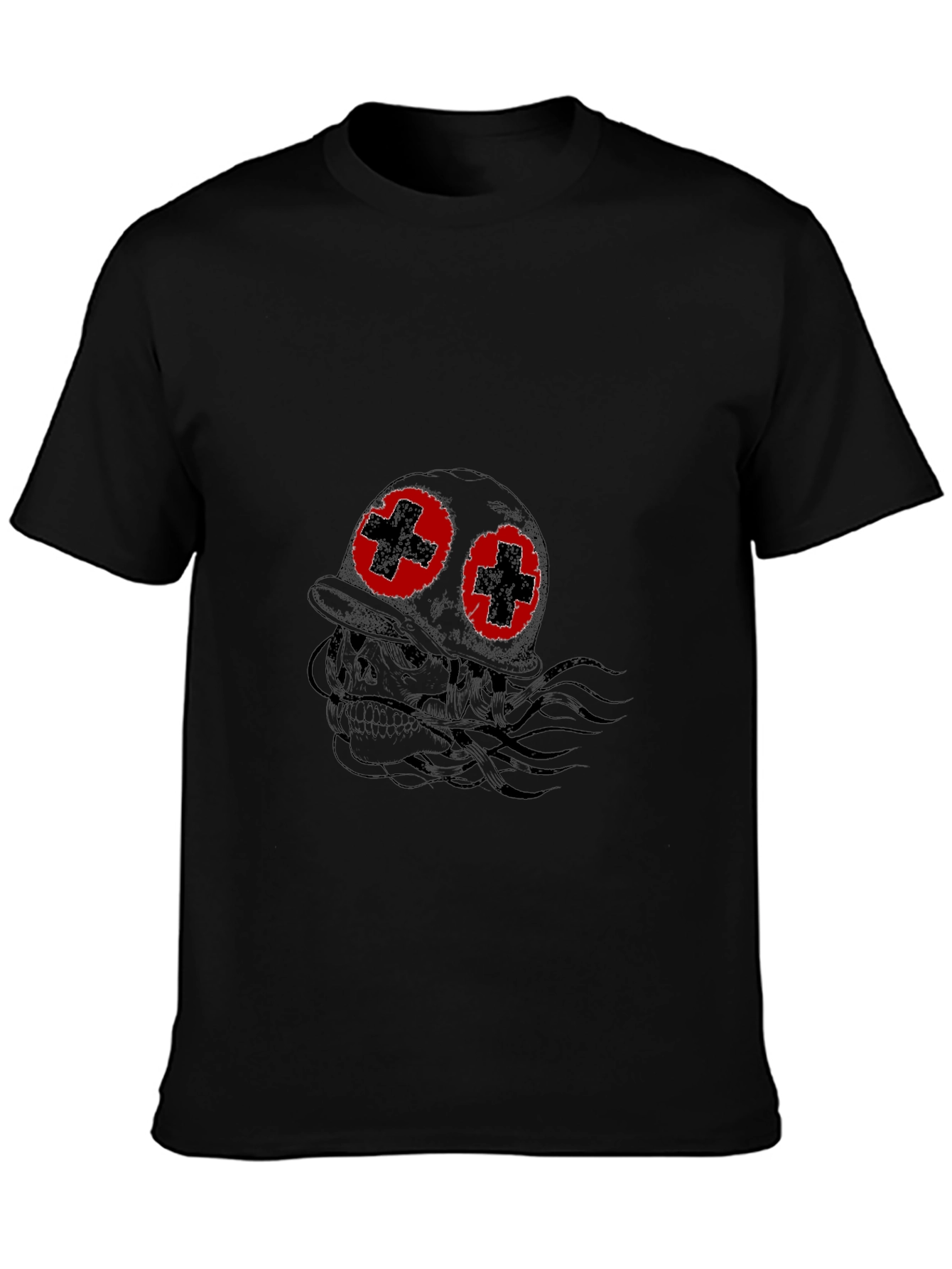 Skull with Helmet T-Shirt - Edgy Graphic Tee