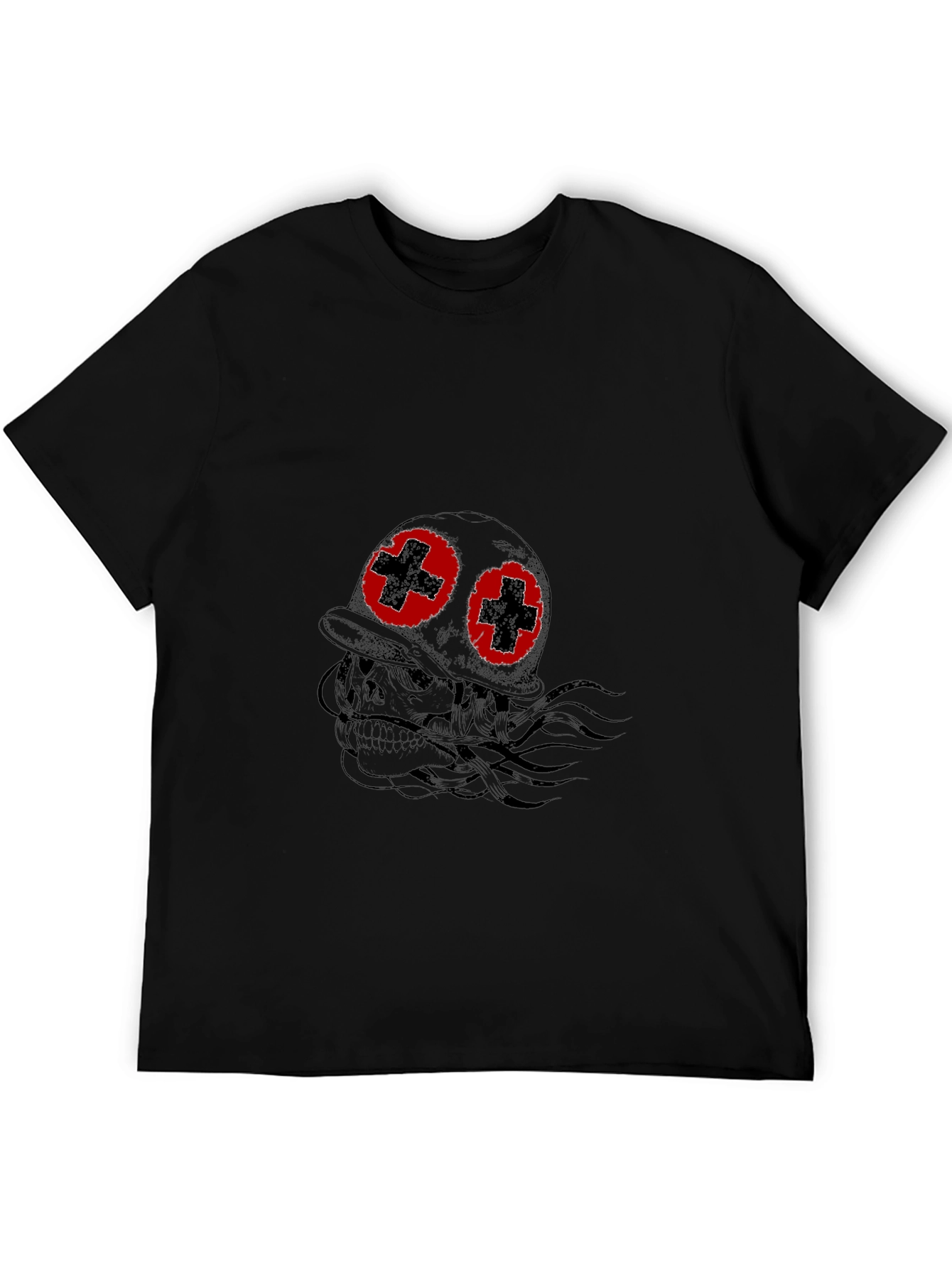 Skull with Helmet T-Shirt - Edgy Graphic Tee
