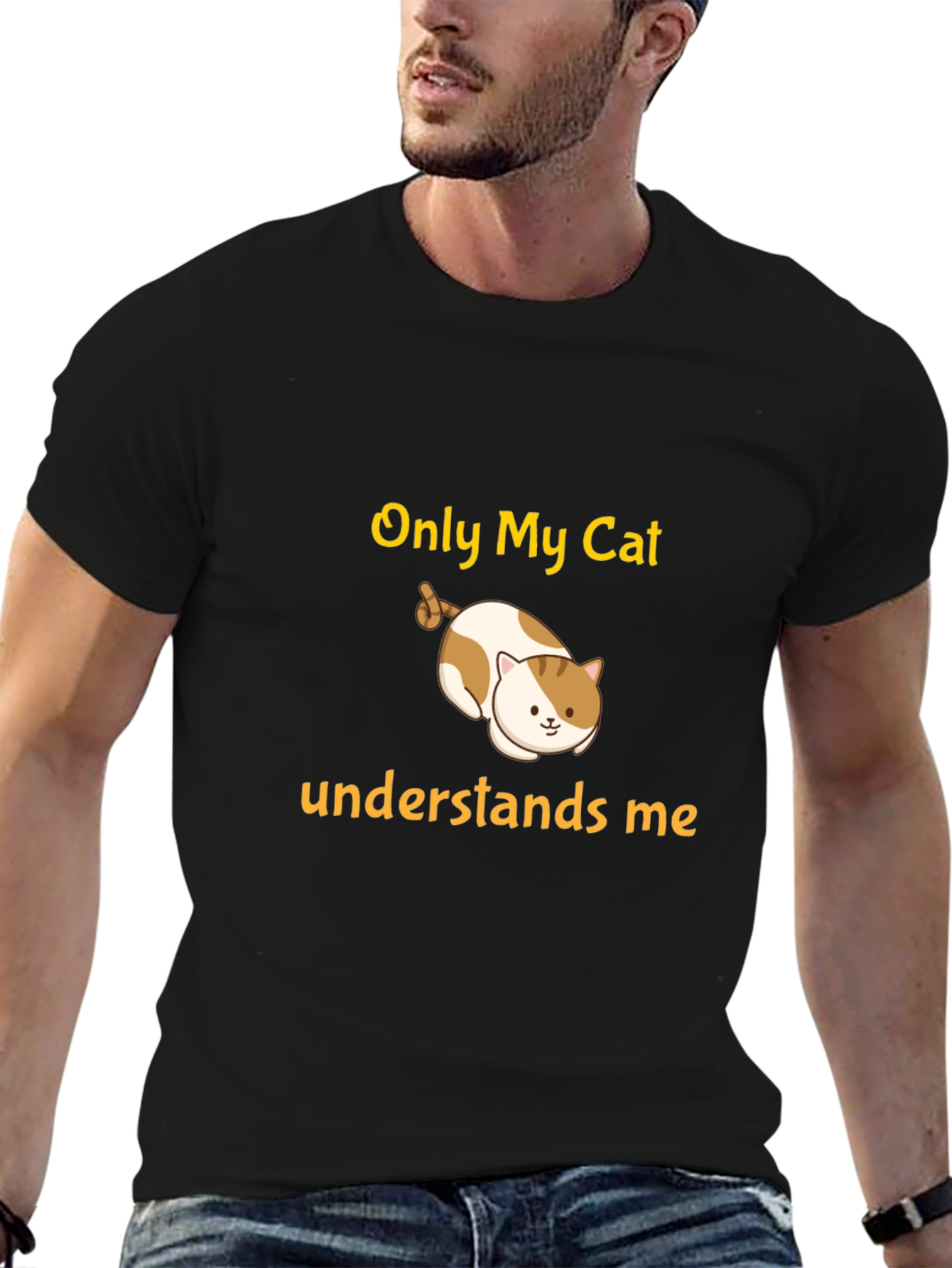 Only My Cat Understands Me Black T-Shirt