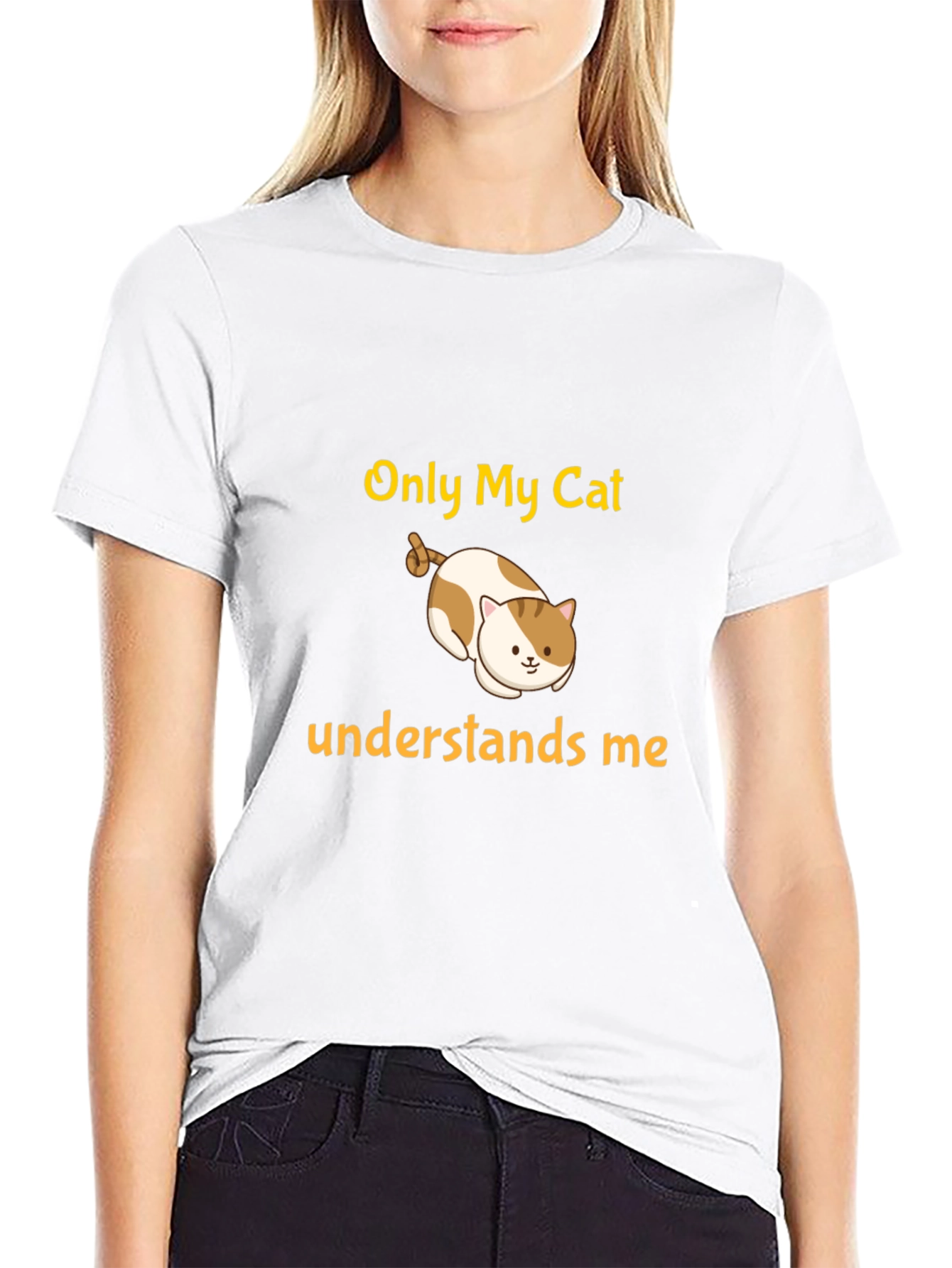 Only My Cat Understands Me Black T-Shirt