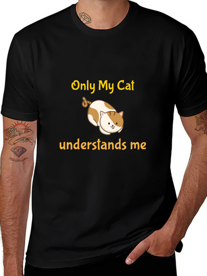 Only My Cat Understands Me Black T-Shirt