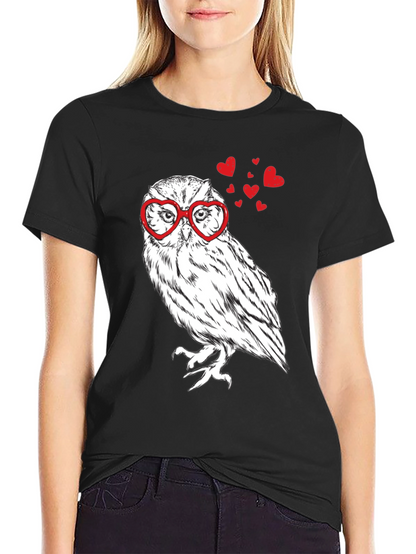 Owl Love Heart Glasses T-Shirt