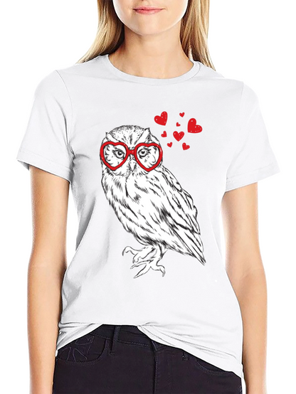 Owl Love Heart Glasses T-Shirt