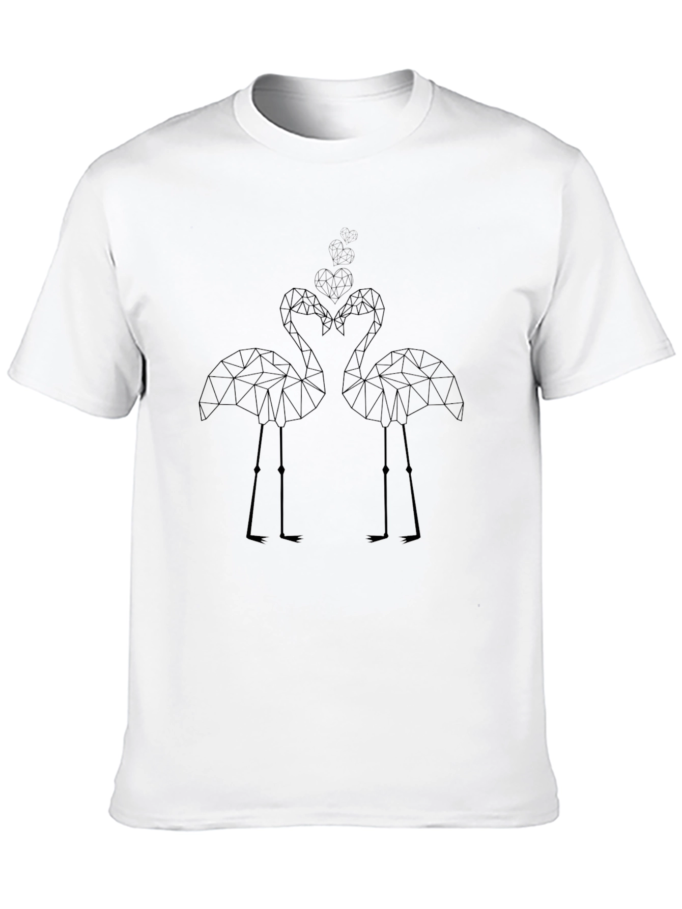 Geometric Flamingo Couple Black Tee