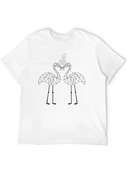 Geometric Flamingo Couple Black Tee