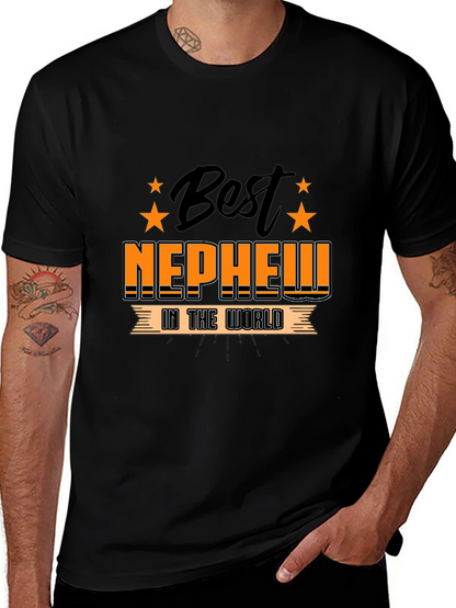 Best Nephew in the World Black Graphic T-Shirt