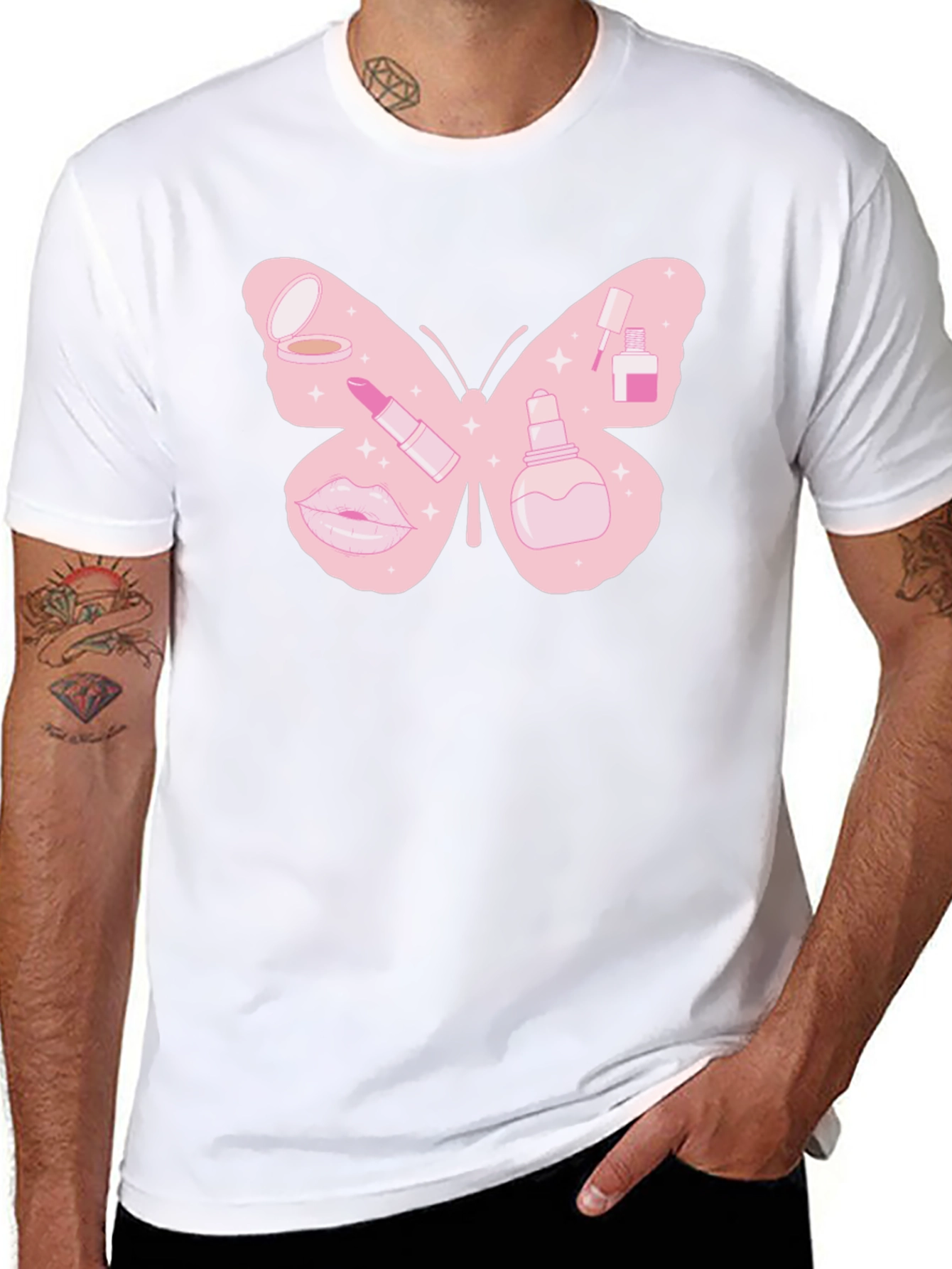 Makeup Butterfly Graphic T-Shirt