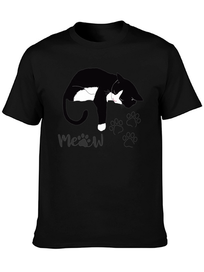 Black Cat Nap T-Shirt - Meow Design