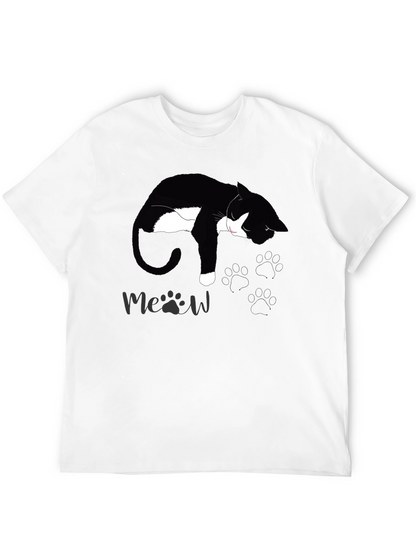 Black Cat Nap T-Shirt - Meow Design