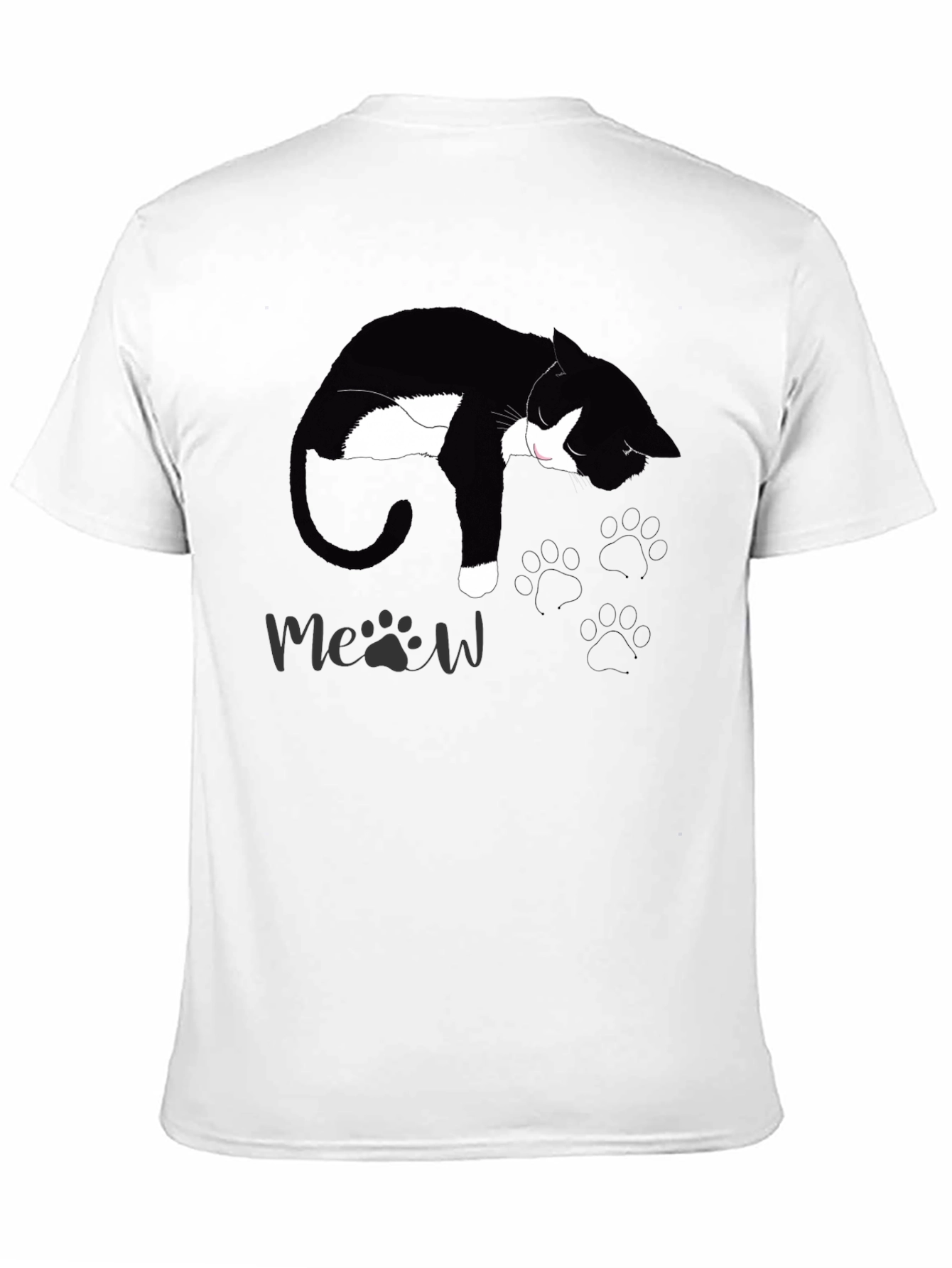 Black Cat Nap T-Shirt - Meow Design
