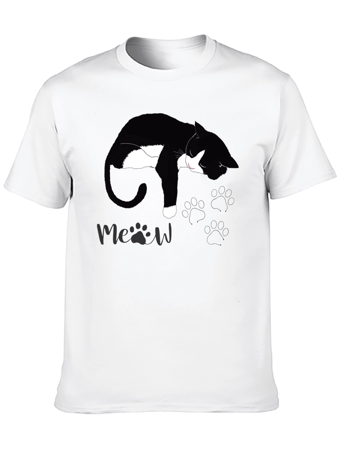 Black Cat Nap T-Shirt - Meow Design