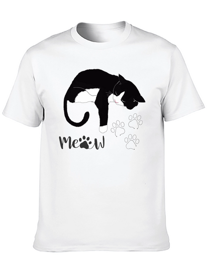 Black Cat Nap T-Shirt - Meow Design