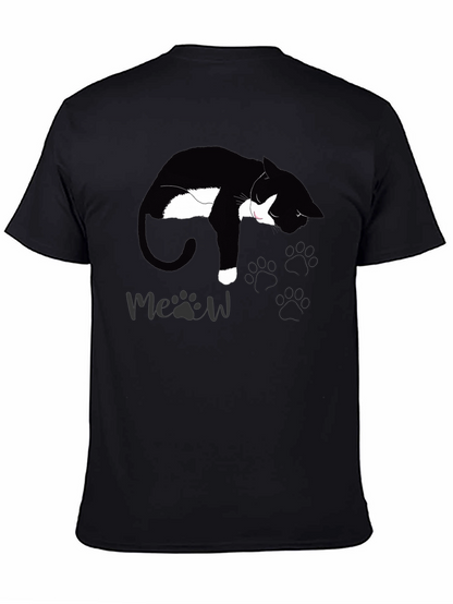 Black Cat Nap T-Shirt - Meow Design