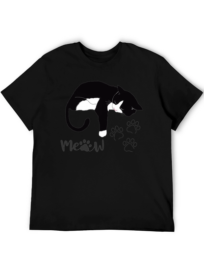 Black Cat Nap T-Shirt - Meow Design