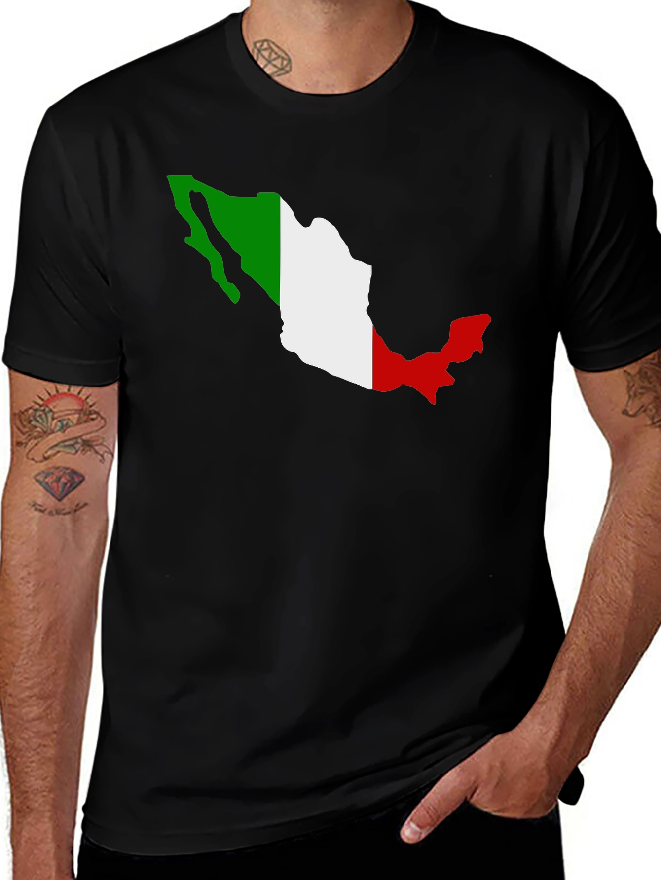 Mexico Flag Map T-Shirt - Black Graphic Tee