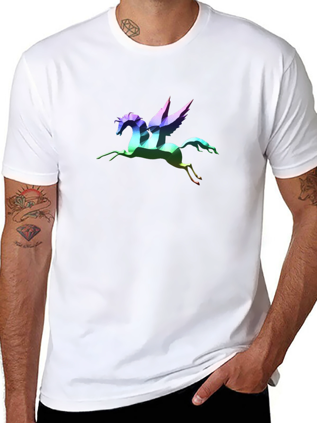 Rainbow Pegasus Graphic T-Shirt - Black