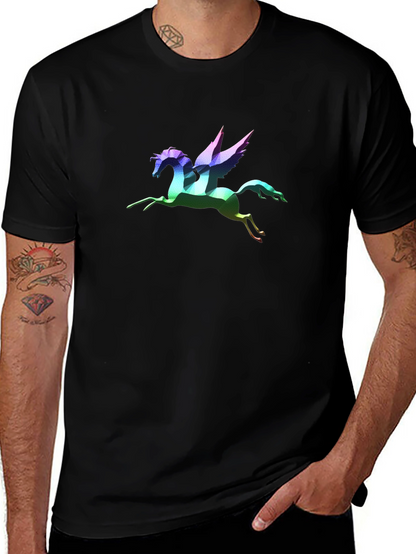 Rainbow Pegasus Graphic T-Shirt - Black