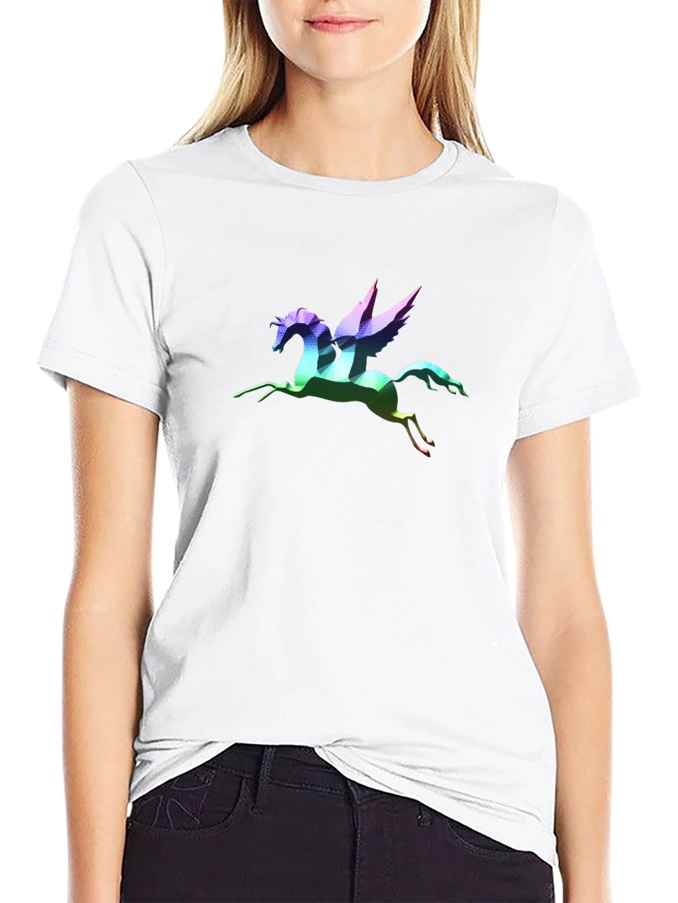 Rainbow Pegasus Graphic T-Shirt - Black