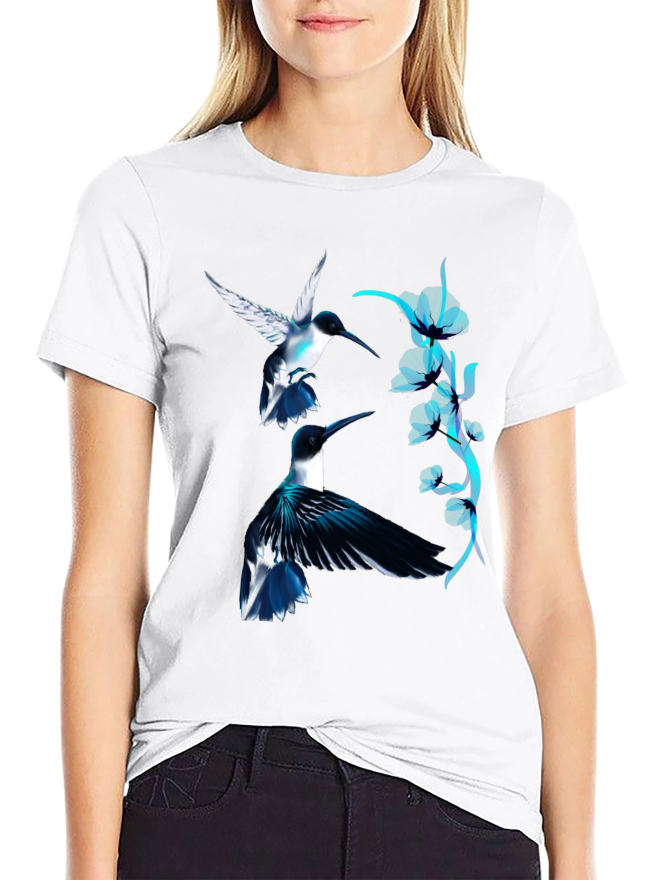 Hummingbird Graphic Black Tee