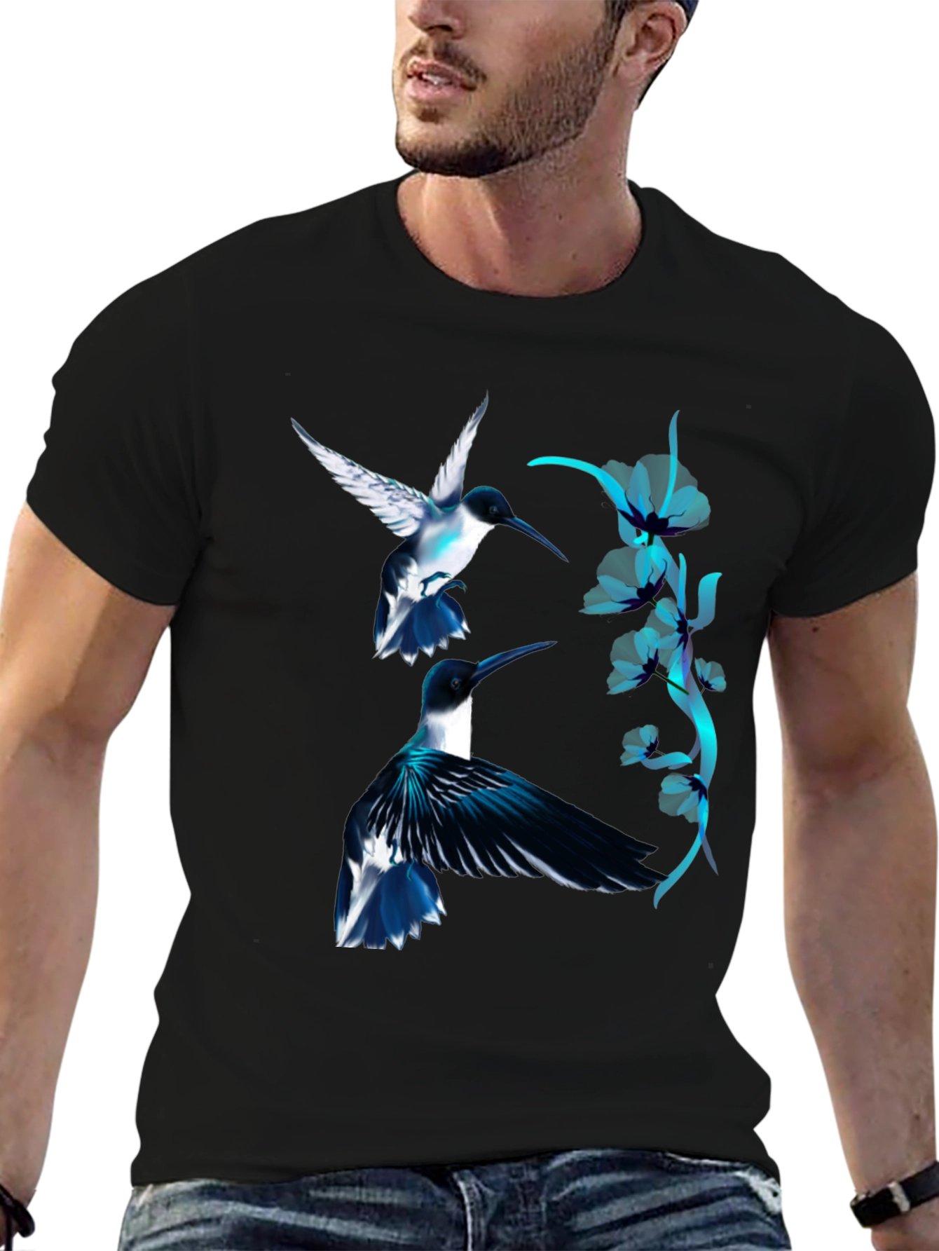 Hummingbird Graphic Black Tee