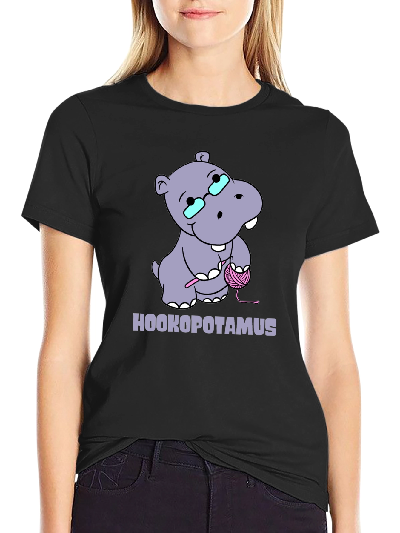 Hookopotamus Crochet T-Shirt - Funny Knitting Hippos Tee