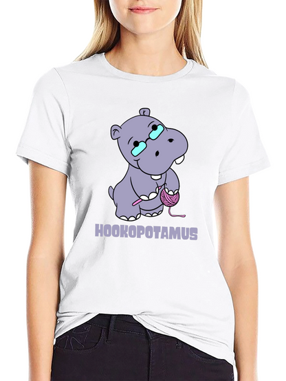 Hookopotamus Crochet T-Shirt - Funny Knitting Hippos Tee