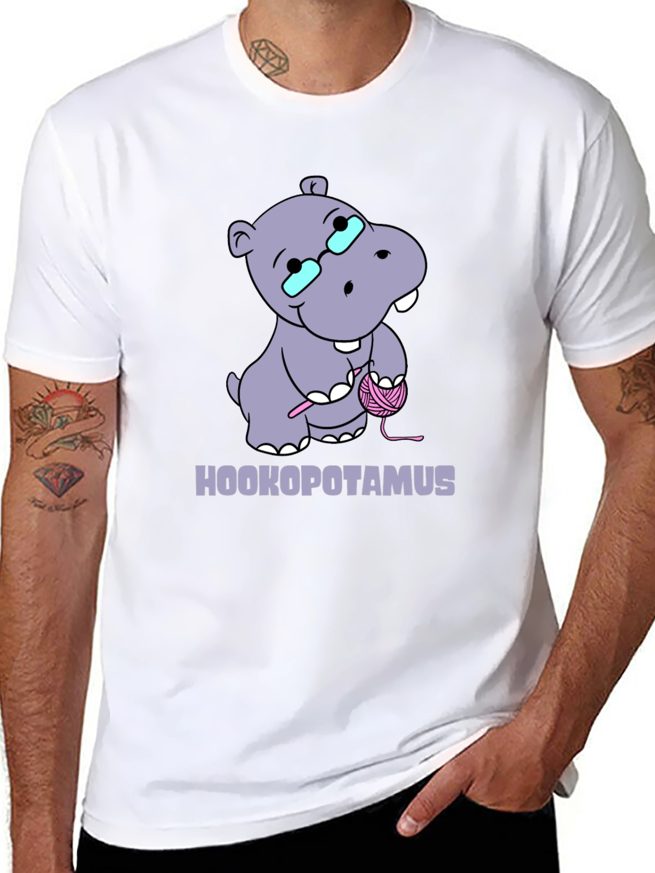 Hookopotamus Crochet T-Shirt - Funny Knitting Hippos Tee