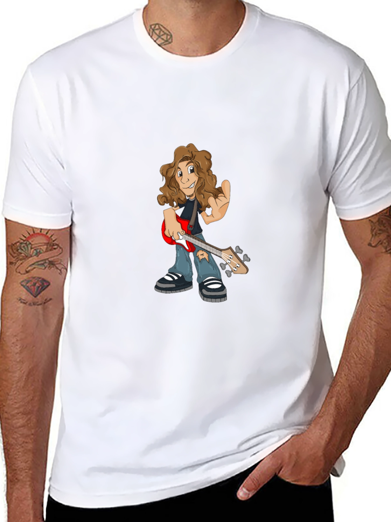 Cartoon Guitarist Graphic Tee