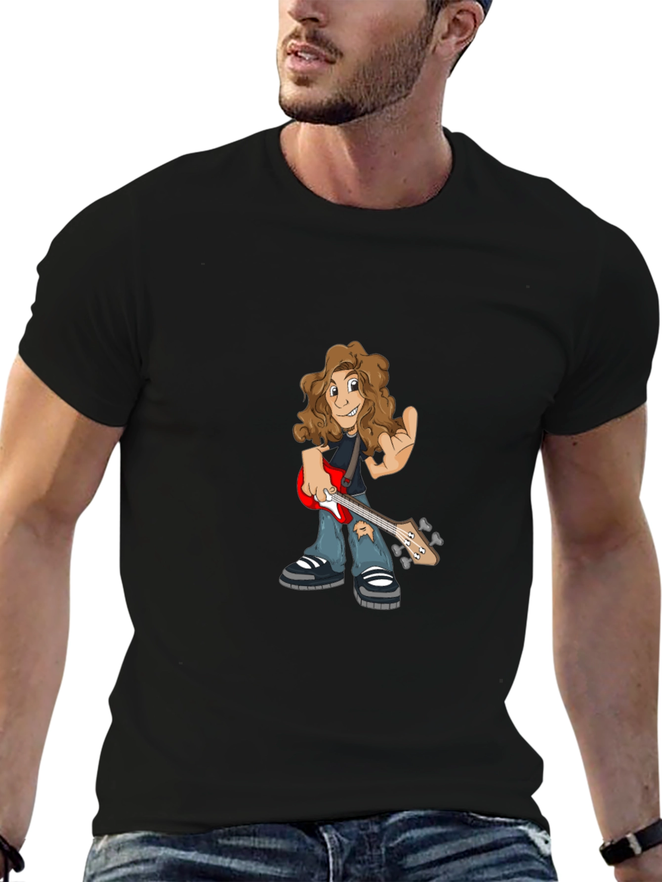 Cartoon Guitarist Graphic Tee