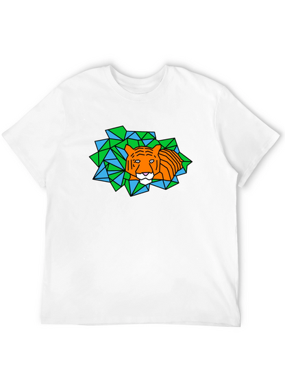 Geometric Tiger Graphic Black T-Shirt