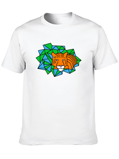 Geometric Tiger Graphic Black T-Shirt