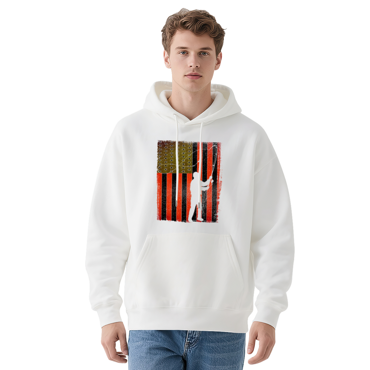 Cool Graphic Hoodie - Distressed-Style Modified Flag