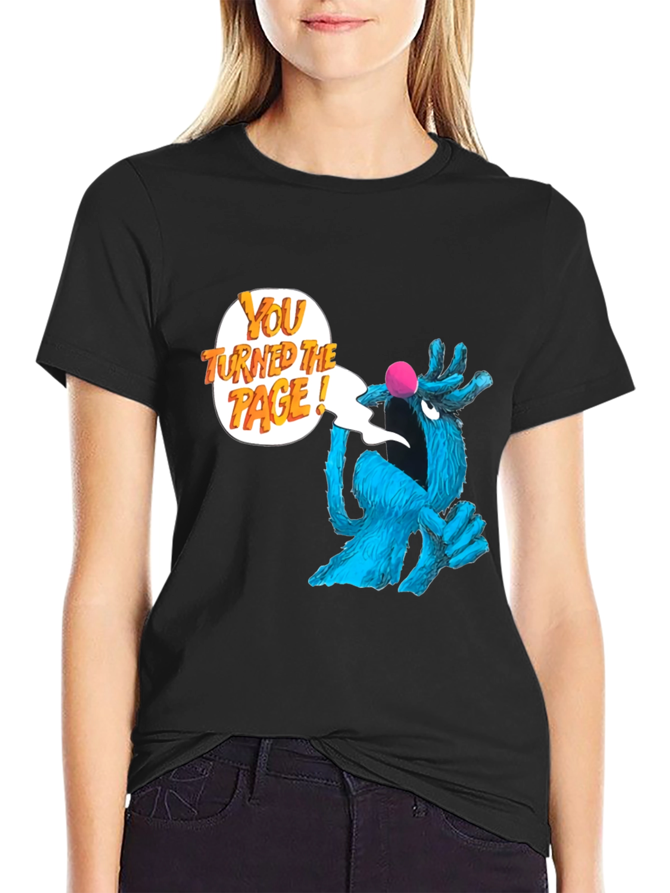 Sesame Street Grover You Turned The Page! Black T-Shirt