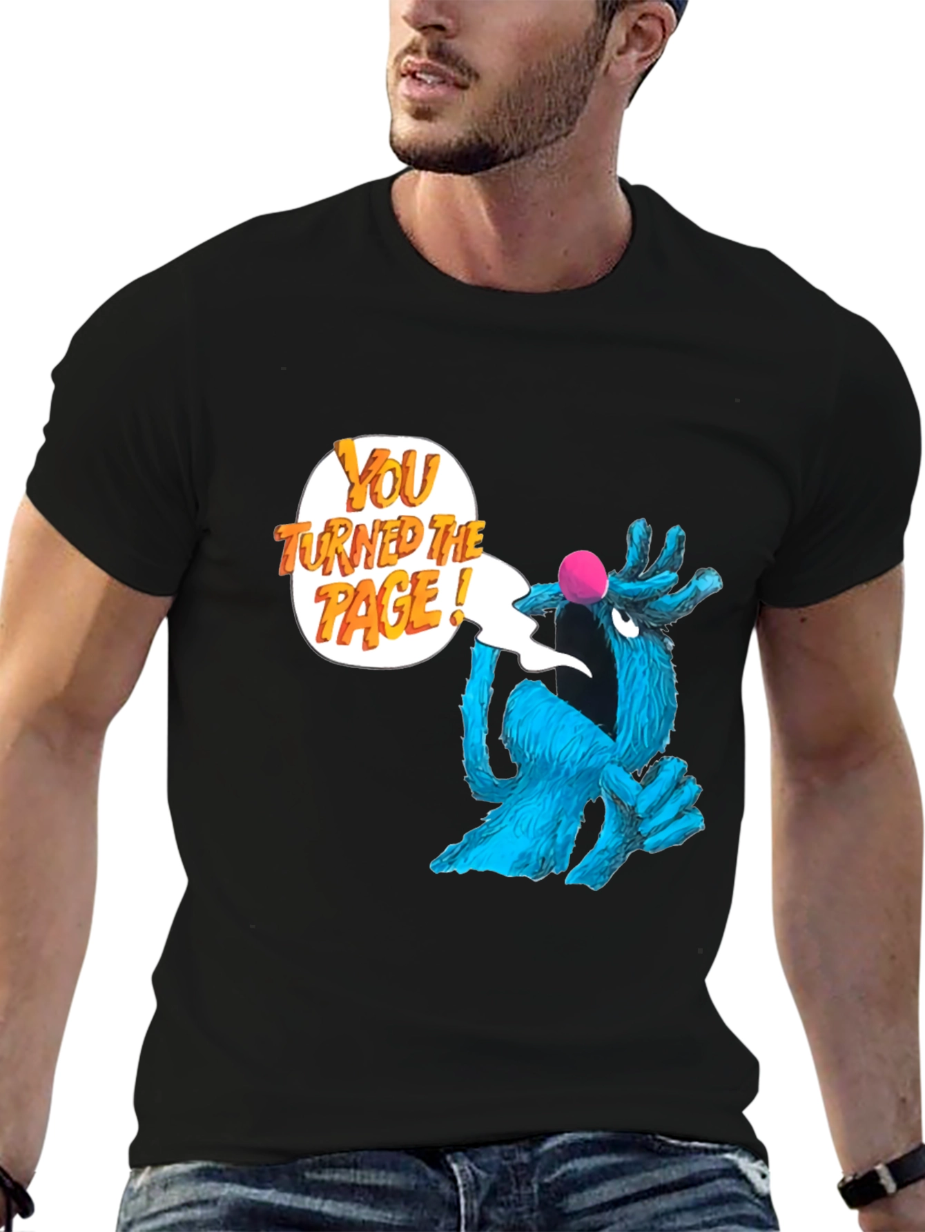 Sesame Street Grover You Turned The Page! Black T-Shirt