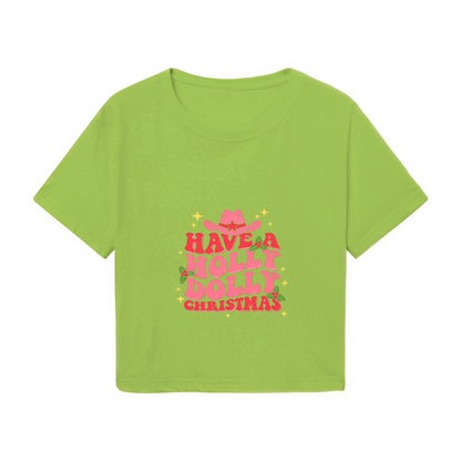 Have A Holly Dolly Christmas Cowgirl Western Crop Top