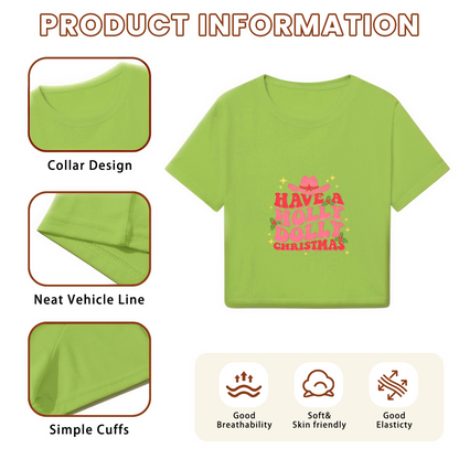 Have A Holly Dolly Christmas Cowgirl Western Crop Top