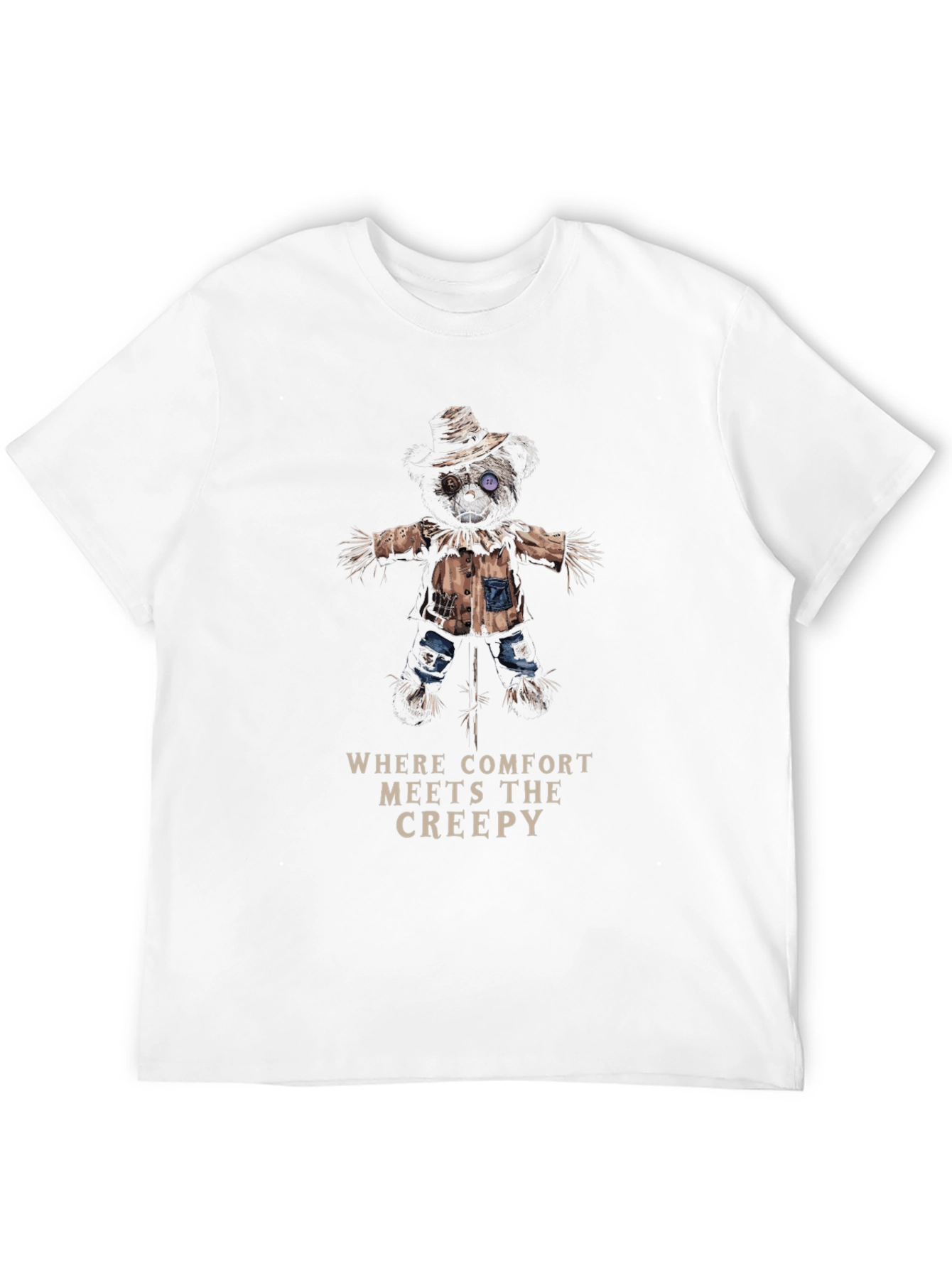 Creepy Comfort T-Shirt - Scarecrow Bear Design