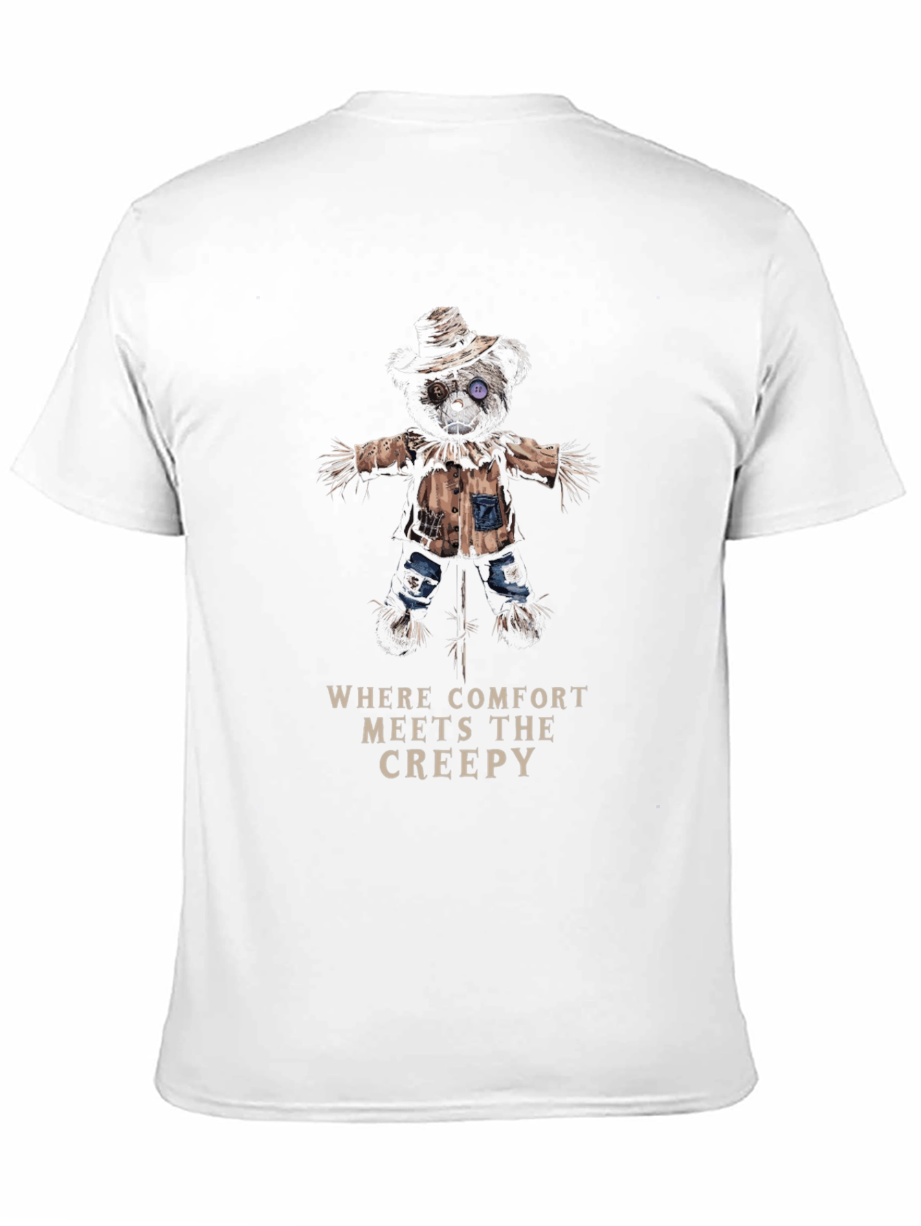 Creepy Comfort T-Shirt - Scarecrow Bear Design