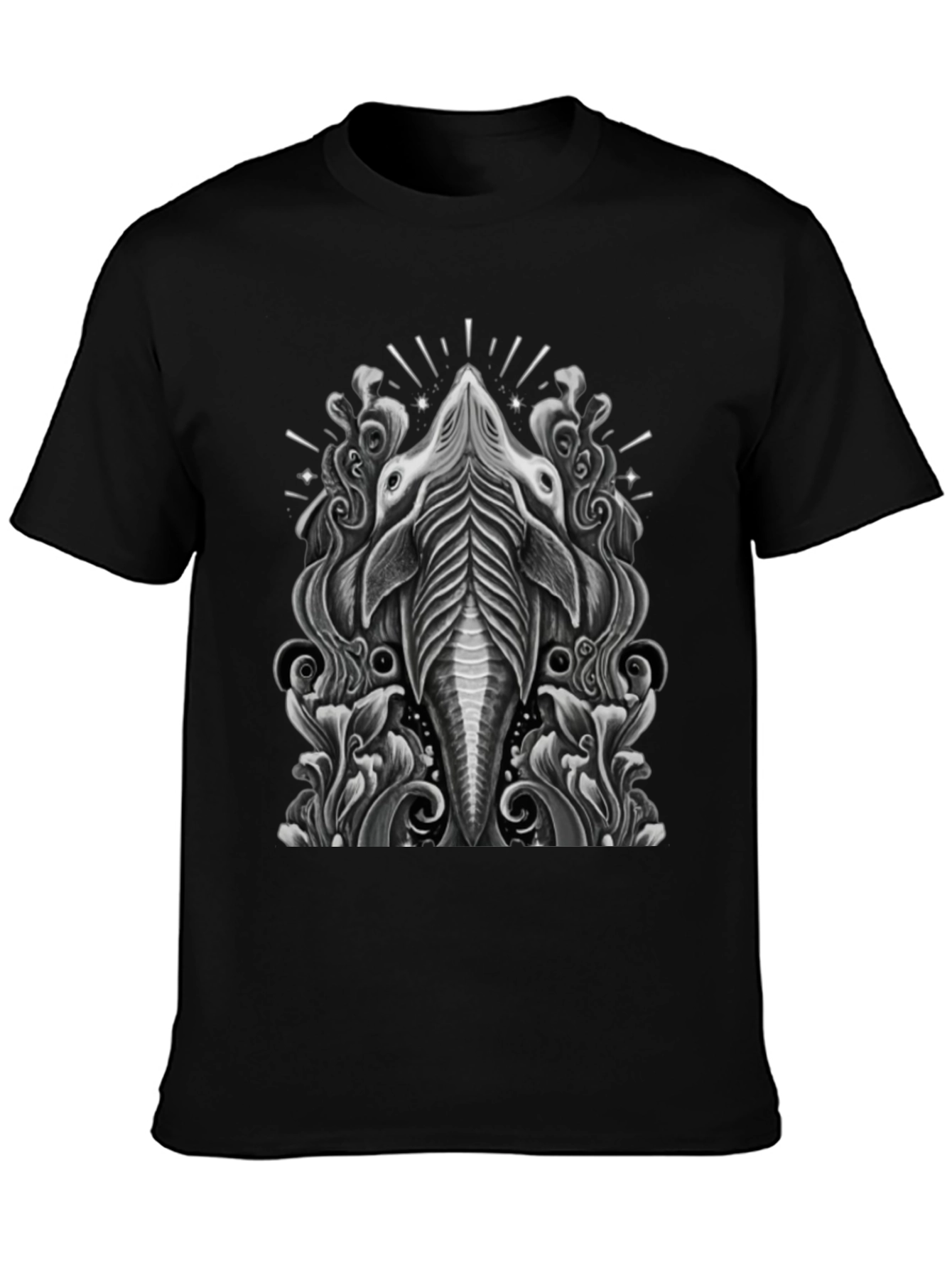 Stylized Animal Graphic Tee - Black