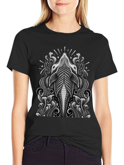 Stylized Animal Graphic Tee - Black