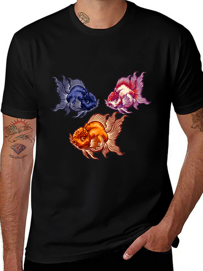 Goldfish Graphic Print Black T-Shirt