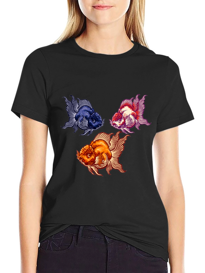 Goldfish Graphic Print Black T-Shirt